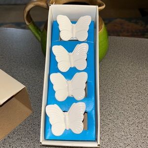 NWT Genuine Bone China Butterfly Napkin Rings set of 4